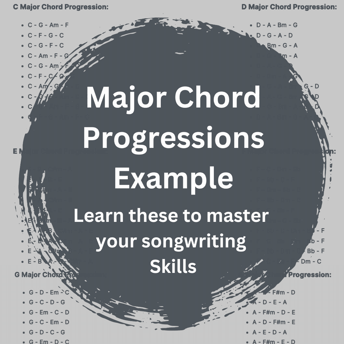 All Major Chord Progression Examples For Guitar and Piano