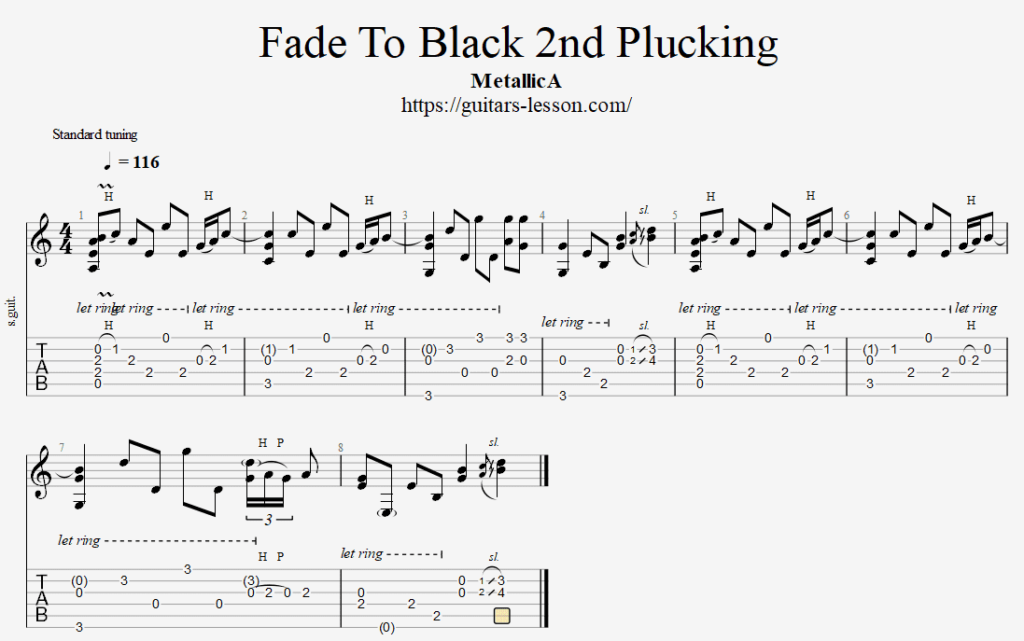 Metallica fingerstyle & plucking tabs