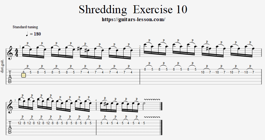 Shredding Exercise with Guitar Tab