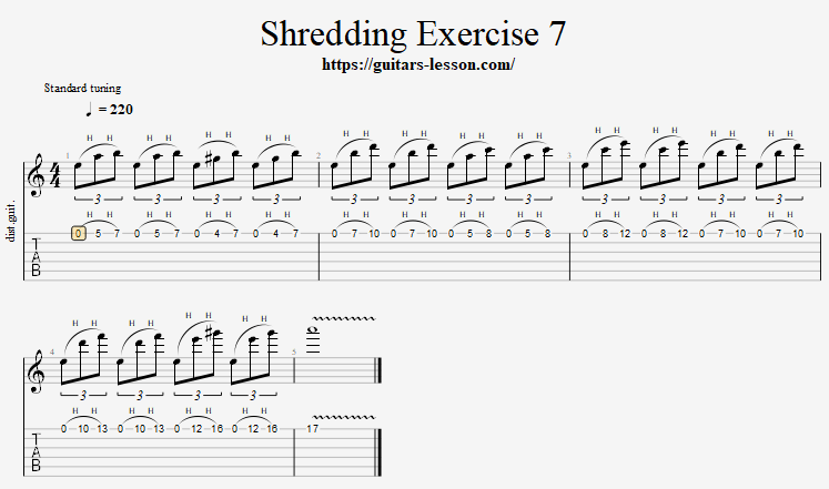 Shredding Exercise with Guitar Tab